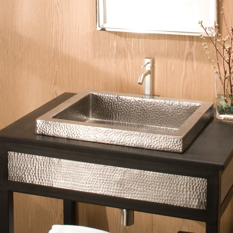 Native Trails Brushed Nickel Hand Hammered Rectangular Drop In Bathroom